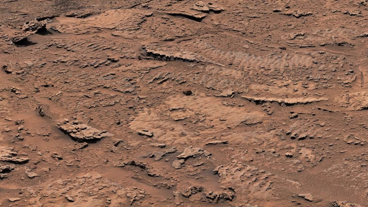 Một phần ảnh toàn cảnh do tàu thám hiểm Mars Curiosity chụp phần "Dải đánh dấu" của Núi Sharp