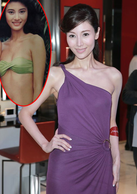 Lý Gia Hân với vẻ e ấp khi mặc áo tắm trong cuộc thi Hoa hậu Hong Kong năm 1988 (ảnh nhỏ)