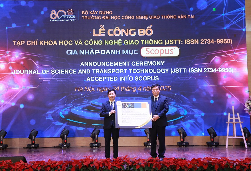 Trường Đại học Công nghệ Giao thông Vận tải nhận chứng nhận tạp chí JSTT gia nhập danh mục Scoupus.