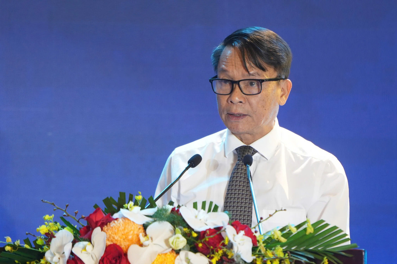 Nhà báo Nguyễn Đức Lợi - Phó Chủ tịch Thường trực Hội nhà báo Việt Nam - phát biểu bế mạc Hội Báo toàn quốc năm 2025.