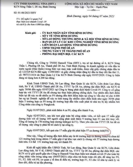 Doanh nghiệp gửi công văn xin chi viện Doanh nghiệp gửi công văn xin chi viện