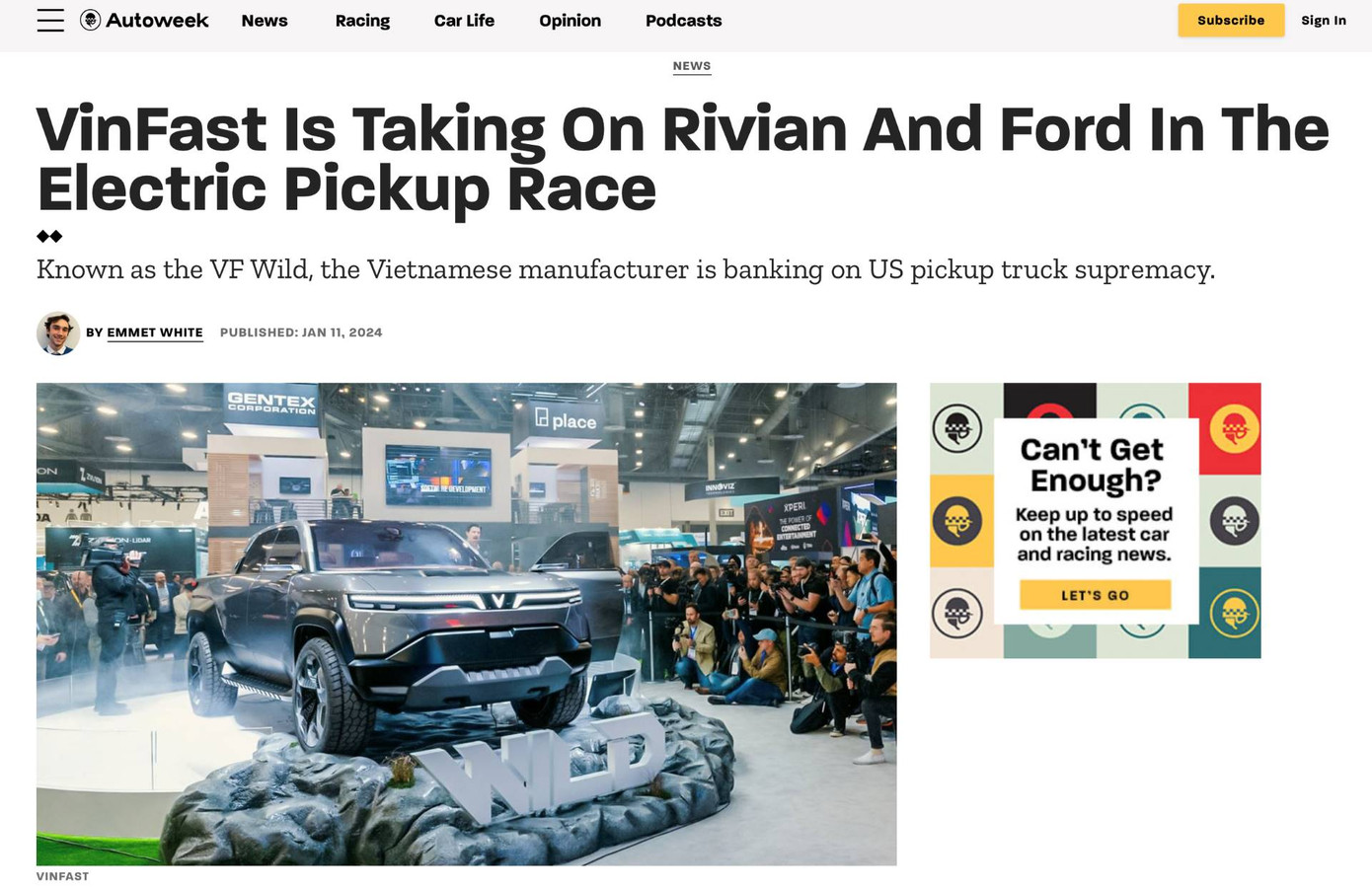 VF Wild “chiếm sóng” truyền thông quốc tế trong những ngày diễn ra triển lãm CES 2024.