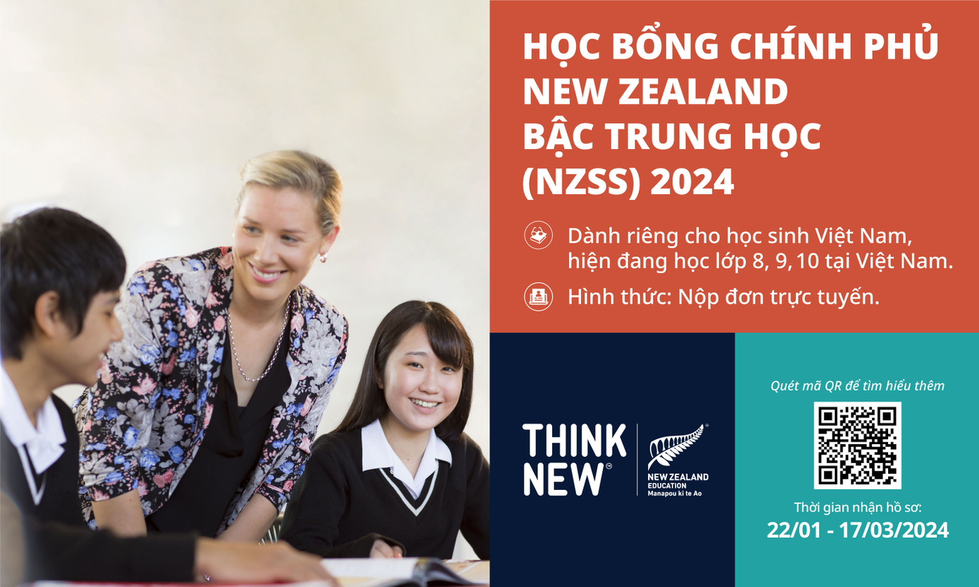 NZSS 2024 mang đến cơ hội tiếp cận học bổng vào một trong 18 trường trung học New Zealand và chỉ dành riêng cho học sinh Việt Nam