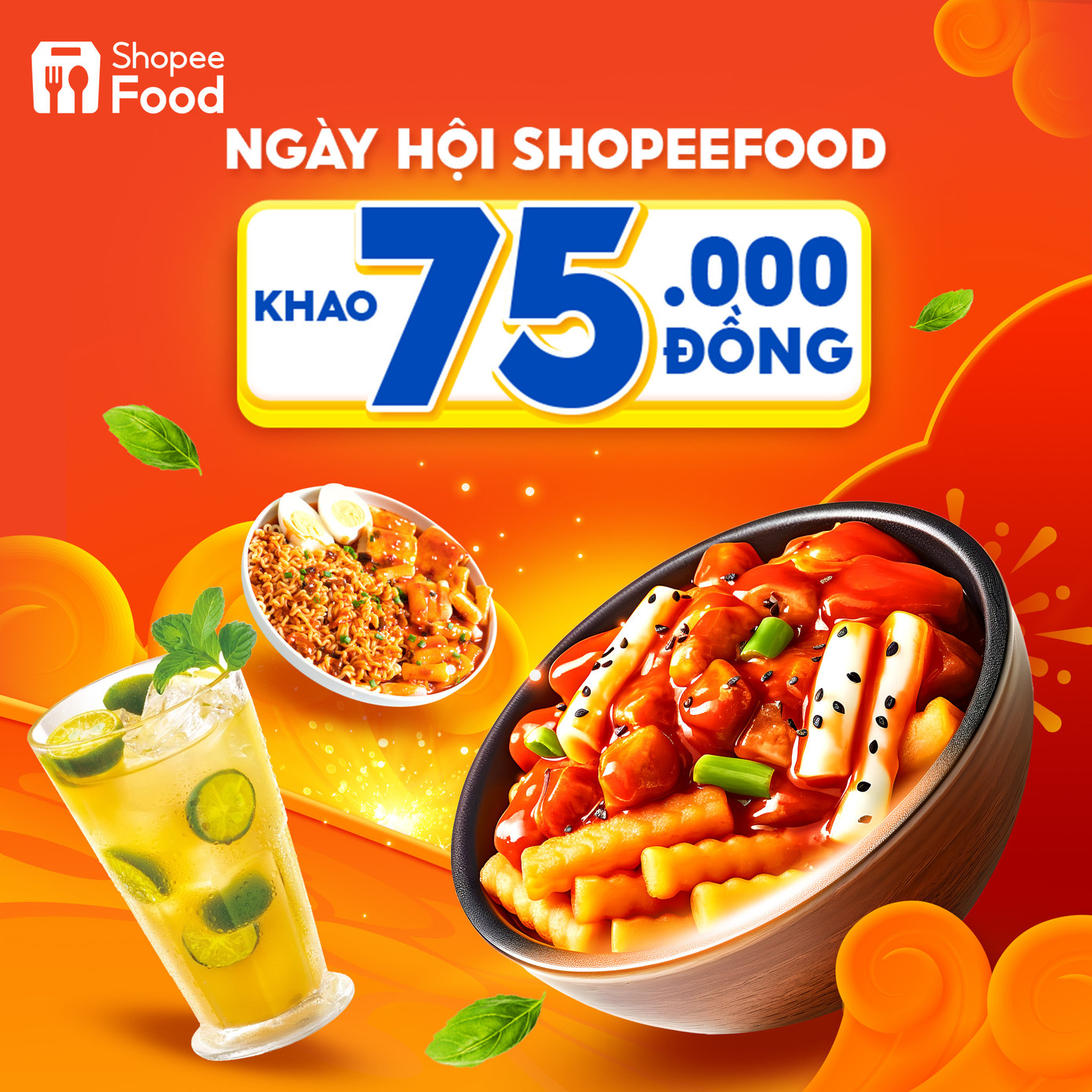 Ngày hội ShopeeFood cũng ngập tràn lựa chọn truyền thống như gà nướng cơm lam, nem rán, trà chanh…để thỏa mãn các tín đồ mê món Việt. Đặc biệt, bạn có thể săn thêm voucher giảm đến 75.000 đồng trong sự kiện hôm nay.