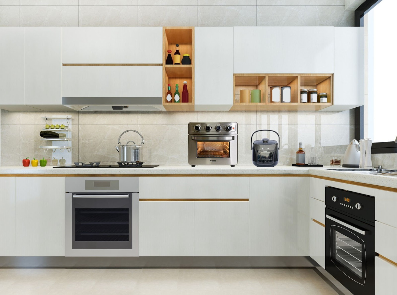 Những sản phẩm với màu sắc tinh tế, nhã nhặn tạo điểm nhấn khác biệt cho căn bếp.