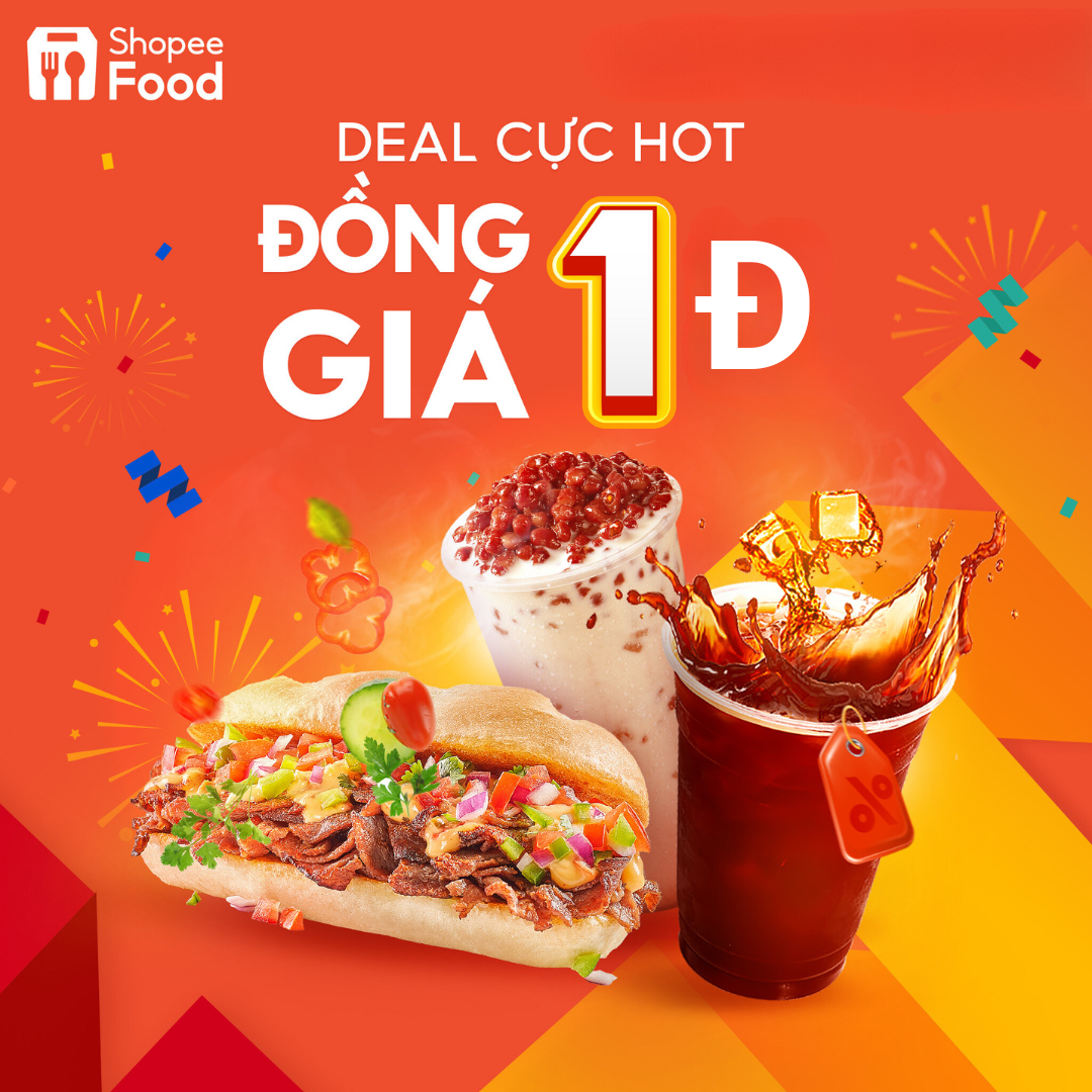 Đặc biệt, đừng bỏ qua các deal trà, cà phê, bánh mỳ,…đồng giá 1 đồng “siêu hời” sẽ được các thương hiệu liên tục tung ra trên ShopeeFood trong hôm nay. Nhanh tay đặt món kẻo lỡ!