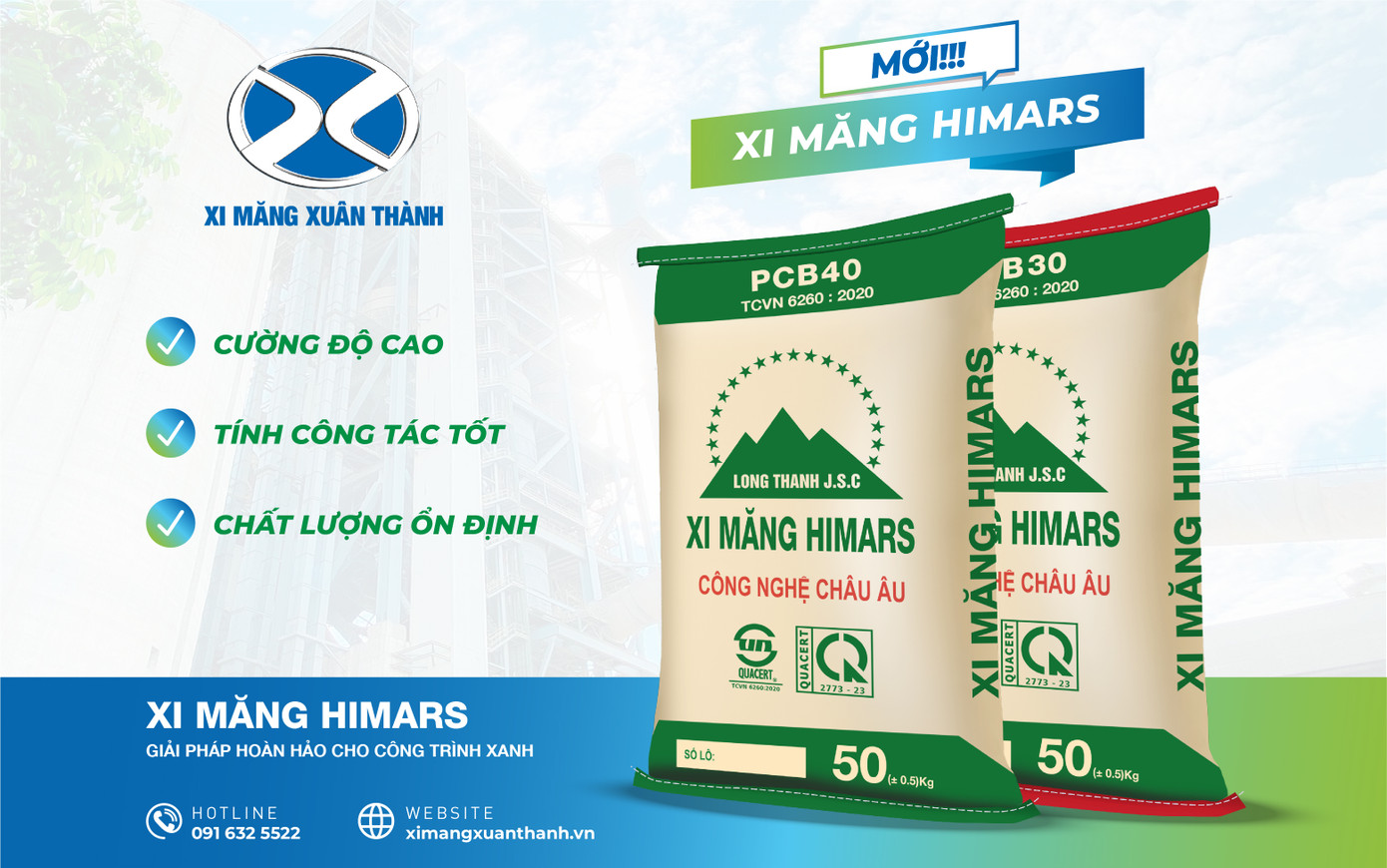 Xi Măng Himars được sản xuất bởi công nghệ châu Âu hiện đại, thân thiện với môi trường