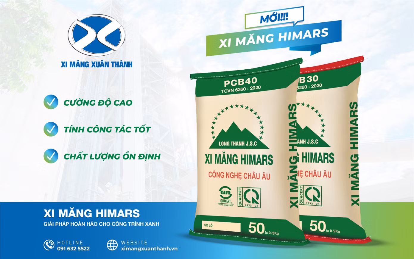 Xi Măng Himars được sản xuất bởi công nghệ châu Âu hiện đại, thân thiện với môi trường