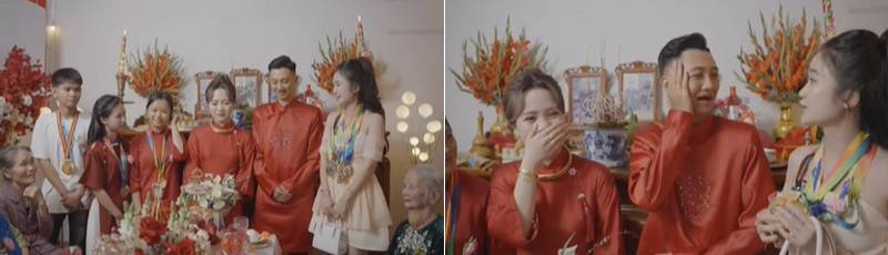 Khoảnh khắc chú rể lau mồ hôi khiến nhiều người bật cười.