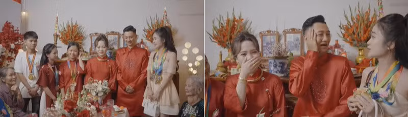 Khoảnh khắc chú rể lau mồ hôi khiến nhiều người bật cười.