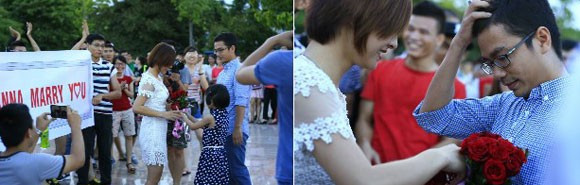 Cô gái 9X bất ngờ cầu hôn bạn trai giữa quảng trường ảnh 2