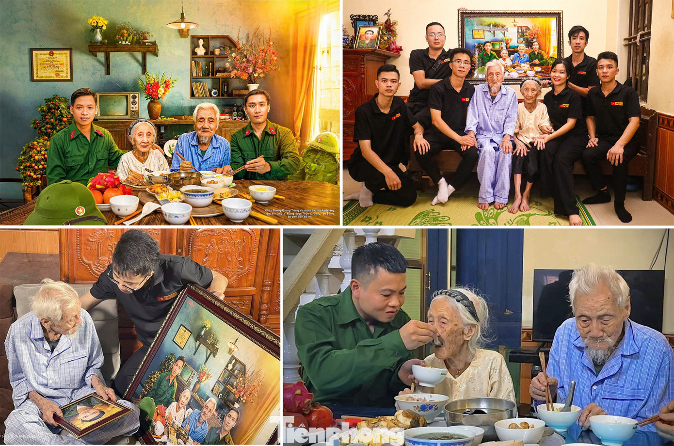 Nhóm Skyline tổ chức bữa cơm đoàn viên và trao tặng bức ảnh phục dựng chân dung liệt sĩ. Ảnh: NVCC Nhóm Skyline tổ chức bữa cơm đoàn viên và trao tặng bức ảnh phục dựng chân dung liệt sĩ. Ảnh: NVCC