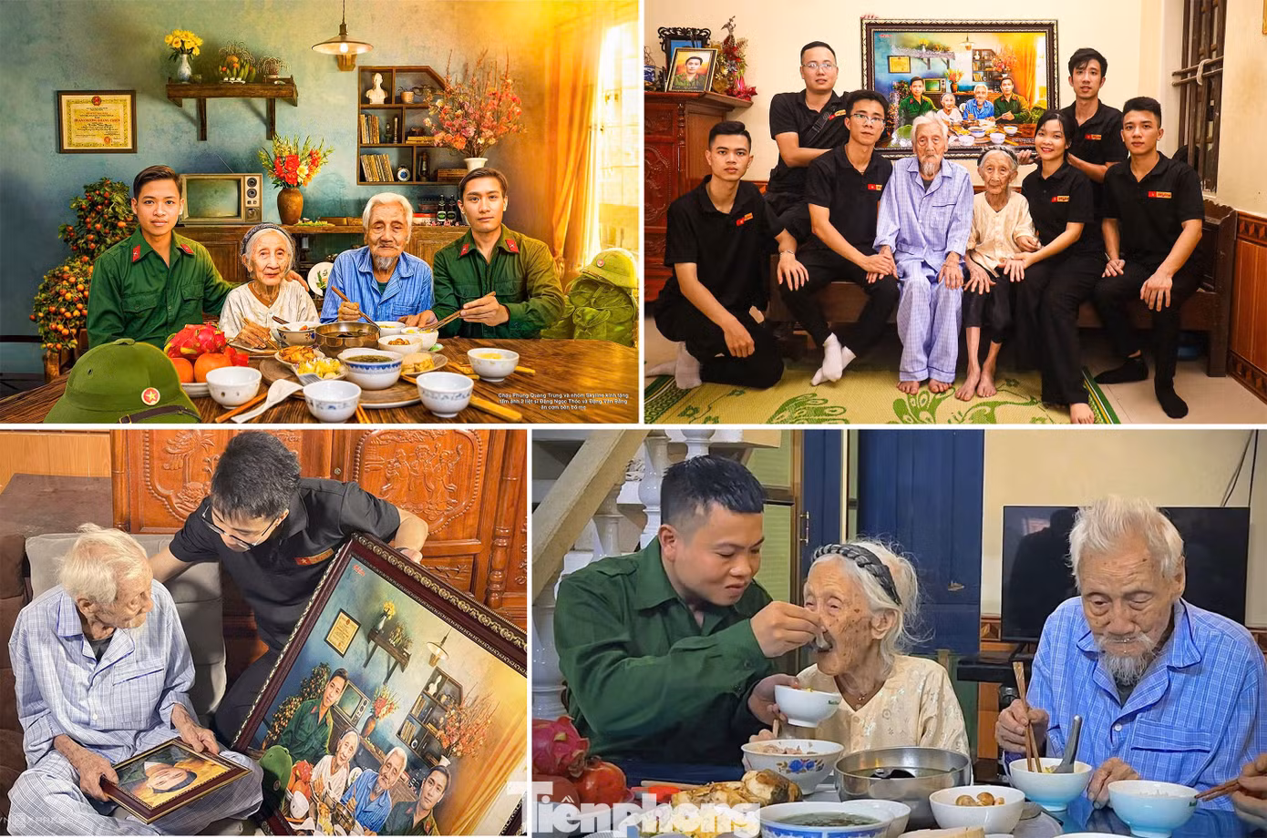 Nhóm Skyline tổ chức bữa cơm đoàn viên và trao tặng bức ảnh phục dựng chân dung liệt sĩ. Ảnh: NVCC Nhóm Skyline tổ chức bữa cơm đoàn viên và trao tặng bức ảnh phục dựng chân dung liệt sĩ. Ảnh: NVCC