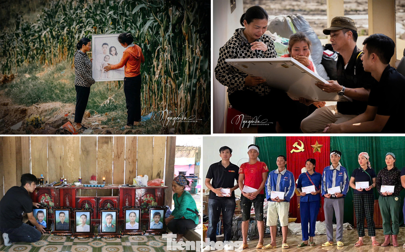 Nhóm Skyline trao ảnh chân dung phục, hỗ trợ tới đồng bào bị thiệt hại bão lũ ở Làng Nủ. Ảnh: NVCC Nhóm Skyline trao ảnh chân dung phục, hỗ trợ tới đồng bào bị thiệt hại bão lũ ở Làng Nủ. Ảnh: NVCC