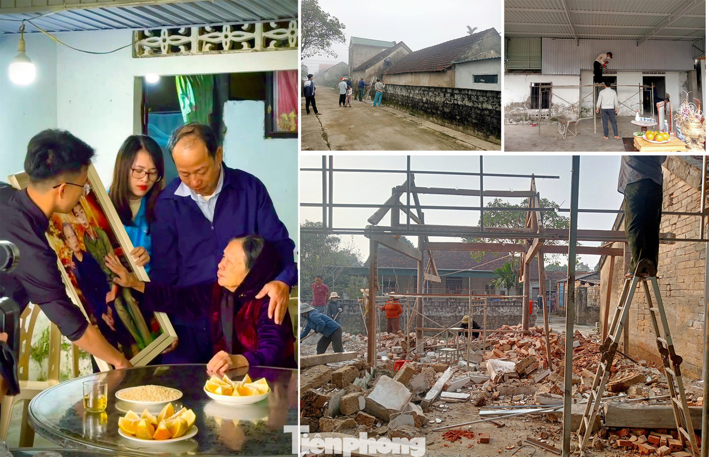 Anh Trung hồ hởi cho biết, đầu năm mới 2025, nhóm Skyline đón nhận tin vui. Trong hành trình tri ân anh hùng liệt sĩ tỉnh Hà Tĩnh (tháng 12/2024), nhóm Skyline đã phục dựng ảnh liệt sĩ Phạm Ngọc Quyền và trao cho mẹ của liệt sĩ là bà Phan Thị Dung. Từ hình ảnh, câu chuyện trong hành trình, đã góp phần nhỏ để lan tỏa, thay đổi căn nhà cho mẹ Phan Thị Dung. Ảnh: NVCC Anh Trung hồ hởi cho biết, đầu năm mới 2025, nhóm Skyline đón nhận tin vui. Trong hành trình tri ân anh hùng liệt sĩ tỉnh Hà Tĩnh (tháng 12/2024), nhóm Skyline đã phục dựng ảnh liệt sĩ Phạm Ngọc Quyền và trao cho mẹ của liệt sĩ là bà Phan Thị Dung. Từ hình ảnh, câu chuyện trong hành trình, đã góp phần nhỏ để lan tỏa, thay đổi căn nhà cho mẹ Phan Thị Dung. Ảnh: NVCC