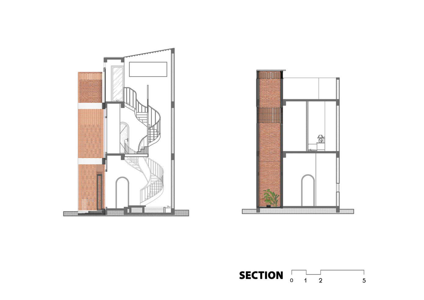 Để giải quyết vấn đề của ngôi nhà, kiến trúc sư đã khéo léo định hướng lại ngôi nhà, bằng cách tạo ra ảo giác thị giác với bố cục ZigZag, tạo ra mặt tiền hướng về phía Bắc.