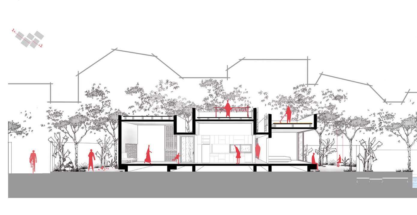 Các khối công năng bao gồm: Phòng sinh hoạt chung, bếp ăn, 3 phòng ngủ, kho và nhà vệ sinh. Các khối công năng bao gồm: Phòng sinh hoạt chung, bếp ăn, 3 phòng ngủ, kho và nhà vệ sinh.