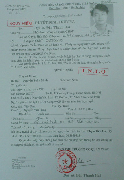 Quyết định truy nã đặc biệt đối với Nguyễn Tuấn Minh, Chủ tịch HĐQT Muaban24