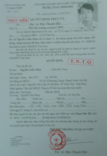 Quyết định truy nã đặc biệt đối với Nguyễn Tuấn Minh, Chủ tịch HĐQT Muaban24
