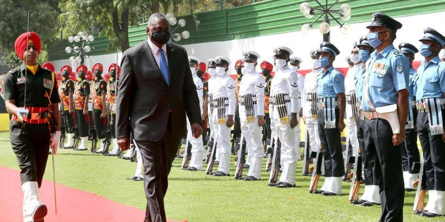 Bộ trưởng Quốc phòng Mỹ Lloyd Austin thăm Ấn Độ hồi tháng 3. Ảnh: ANI.