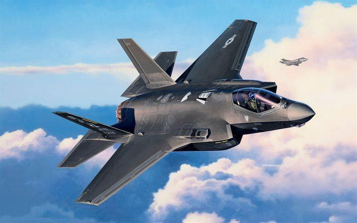 F-35 Lightning II là tên gọi chung cho 3 biến thể máy bay dựa trên thiết kế cơ sở X-35 của dự án phát triển máy bay tiêm kích phối hợp một chỗ ngồi, có khả năng tàng hình, thực hiện nhiều nhiệm vụ như yểm trợ cận chiến, ném bom chiến thuật... Ảnh: Lockheed Martin. F-35 Lightning II là tên gọi chung cho 3 biến thể máy bay dựa trên thiết kế cơ sở X-35 của dự án phát triển máy bay tiêm kích phối hợp một chỗ ngồi, có khả năng tàng hình, thực hiện nhiều nhiệm vụ như yểm trợ cận chiến, ném bom chiến thuật... Ảnh: Lockheed Martin.
