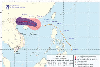 Đường đi dự kiến của bão số 2