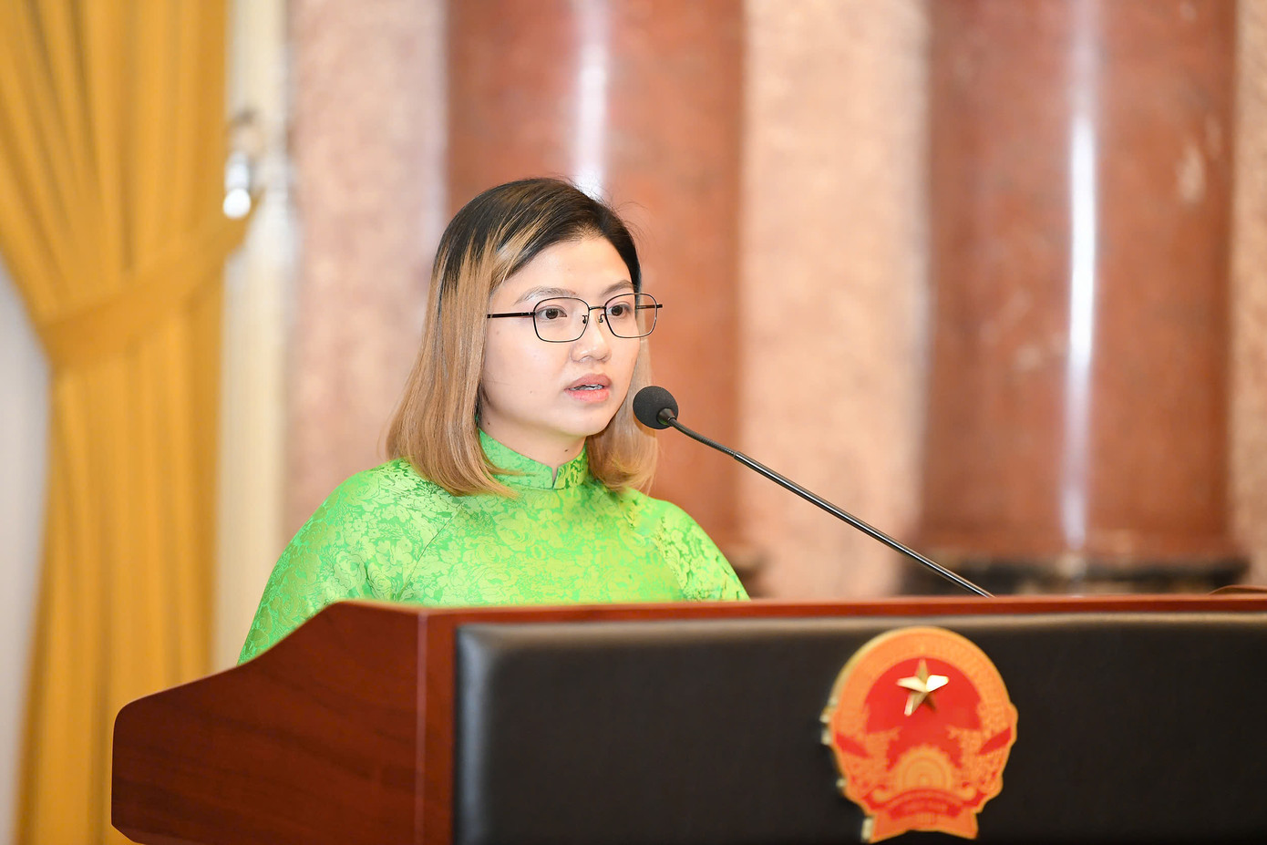 Các nhà khoa học trẻ nhận Giải thưởng Khuê Văn Các lần thứ I, năm 2024 phát biểu, bày tỏ tâm tư, nguyện vọng tại buổi gặp mặt. Ảnh: Dương Triều Các nhà khoa học trẻ nhận Giải thưởng Khuê Văn Các lần thứ I, năm 2024 phát biểu, bày tỏ tâm tư, nguyện vọng tại buổi gặp mặt. Ảnh: Dương Triều