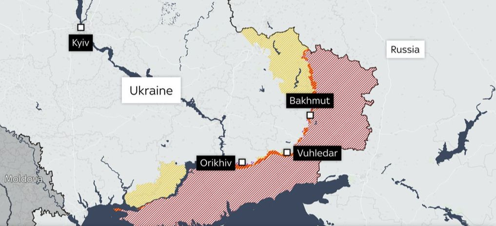 Vị trí Ugledar (Vuhledar).