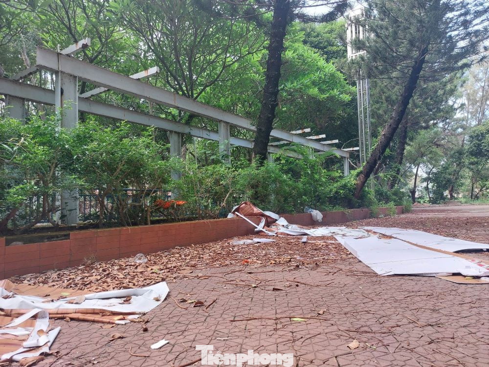 Rác thải phía bên trong cổng công viên