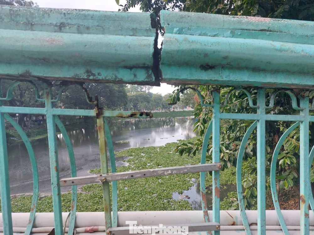 Chiếc cầu trong công viên xuống cấp