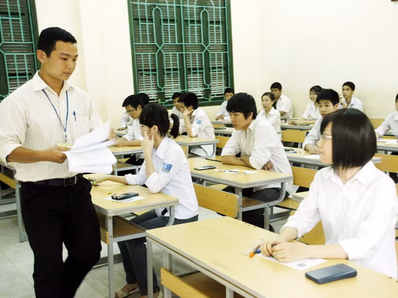 Tại Hội đồng thi trường THPT Nguyễn Công Trứ (Hà Nội). Ảnh: Phạm Yên