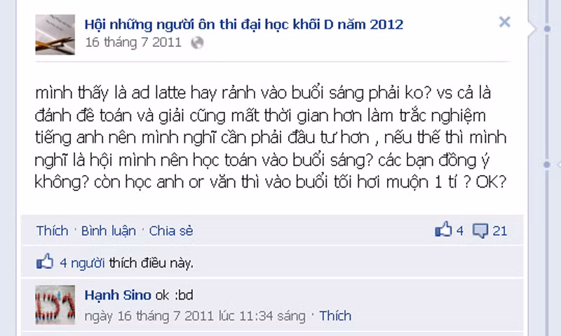 Chia sẻ sắp xếp thời gian, môn học