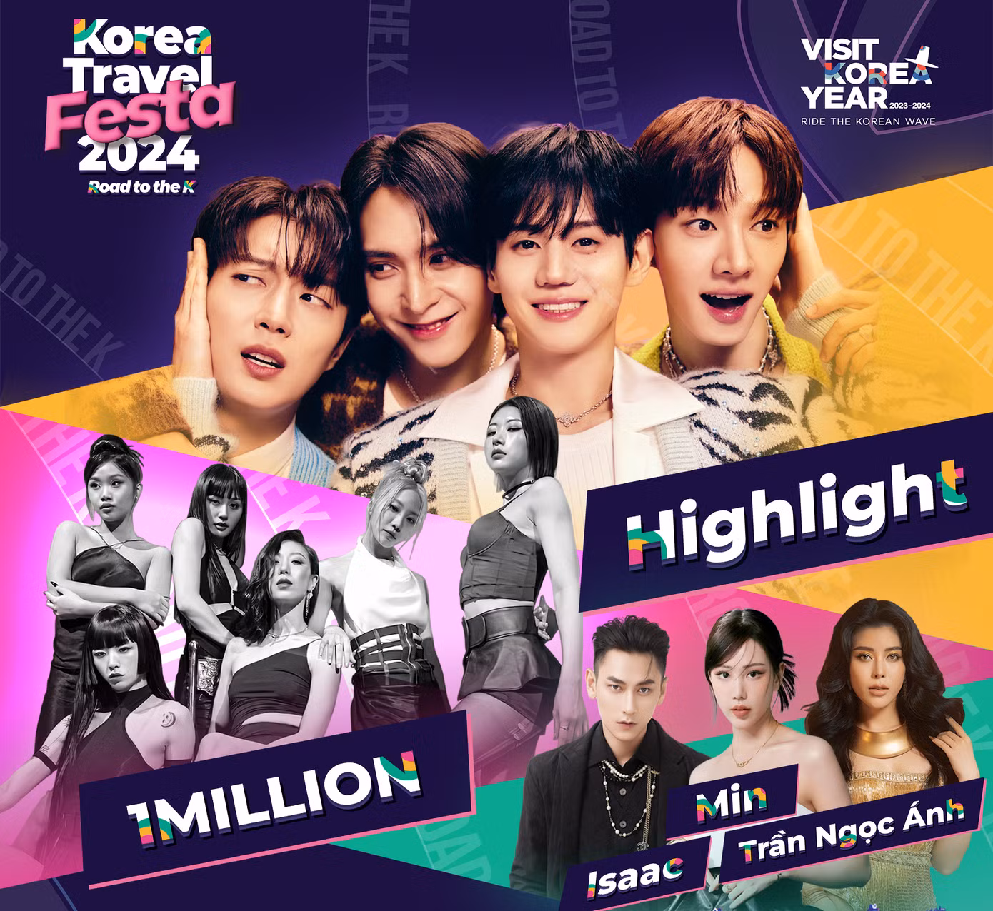 Một số nhóm nhạc, nghệ sĩ, ca sĩ biểu diễn tại Lễ hội du lịch Hàn Quốc 2024.