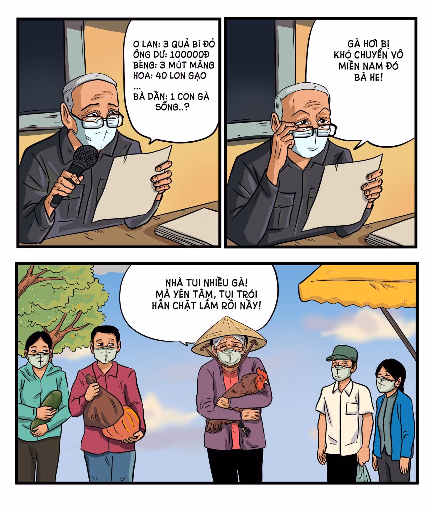 "Nhà tui nhiều gà lắm, yên tâm..."