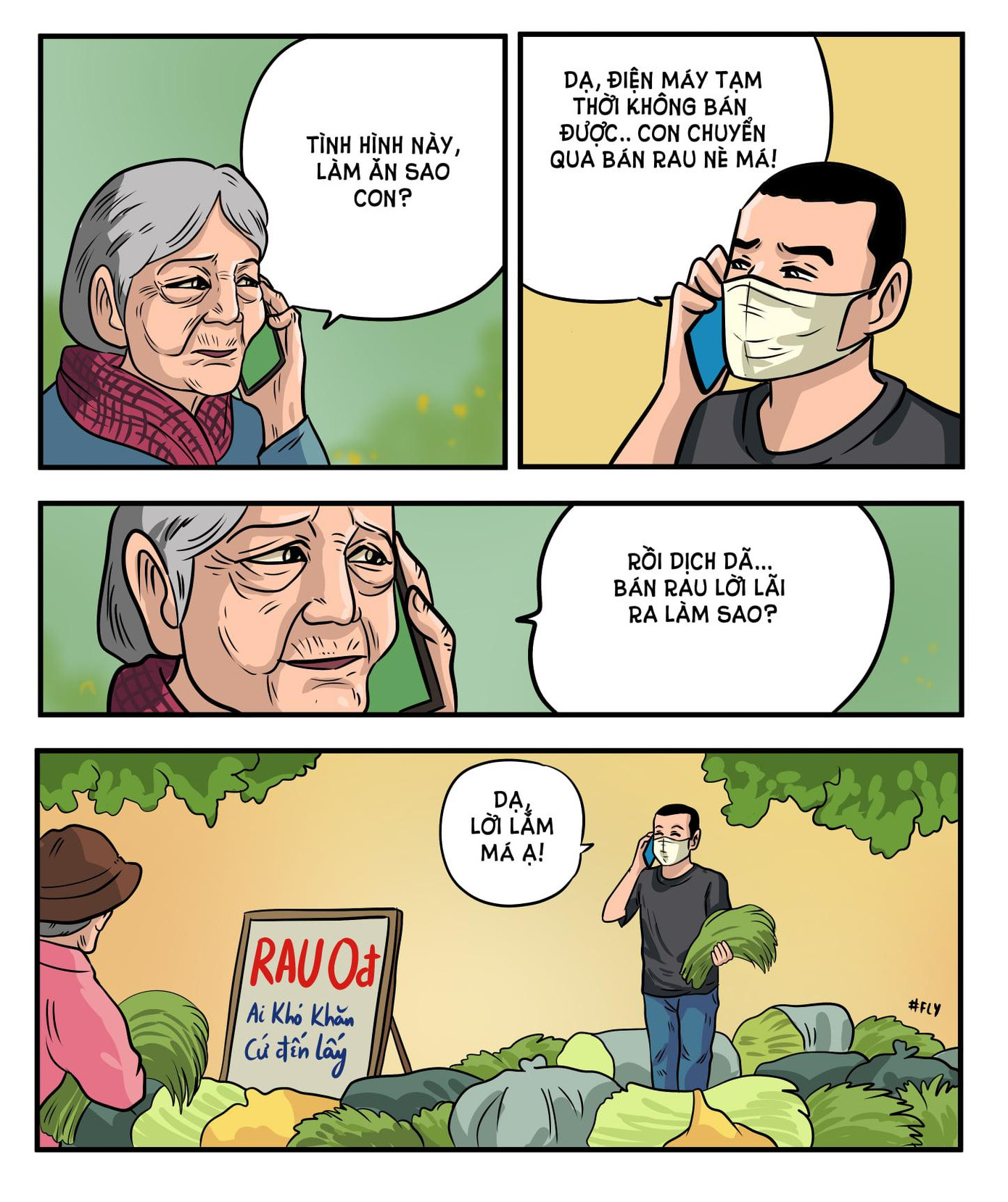 Những bó rau ân tình ngày ngày được gửi tới người dân đang gặp khó khăn.