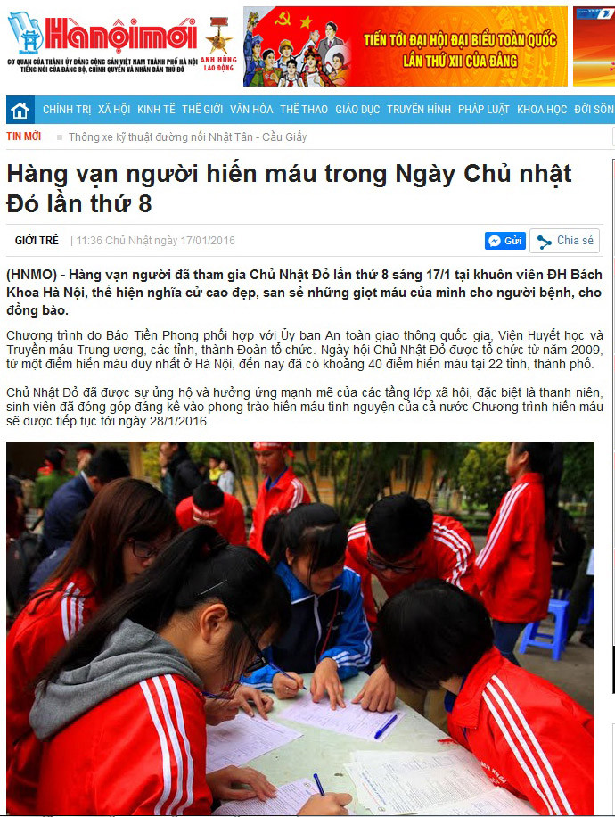 Chủ Nhật Đỏ 2016 đã tiếp nhận 11.763 đơn vị máu ảnh 3