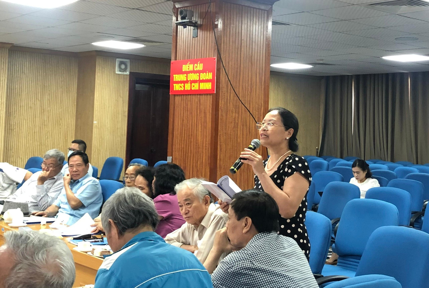 Bà Nguyễn Thị Bích Lại, nguyên Giám đốc Trung tâm phát triển kỹ năng xã hội, Học viện Thanh niên Việt Nam trao đổi tại hội nghị