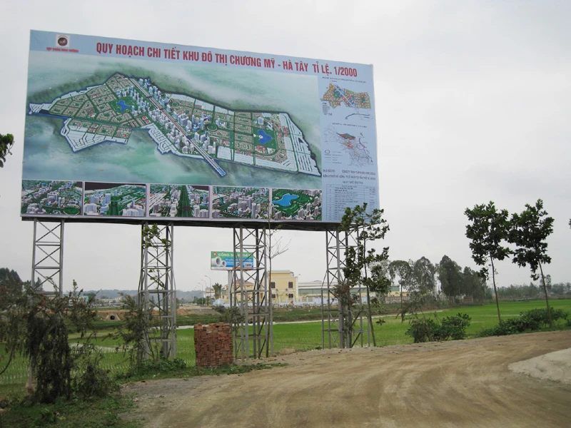 Trước khi hợp nhất, tỉnh Hà Tây đã giao 1.850 ha đất làm khu đô thị cho Tập đoàn Nam Cường để đổi lấy công trình BT 63 km đường Ảnh: Nguồn KĐT Chương Mỹ