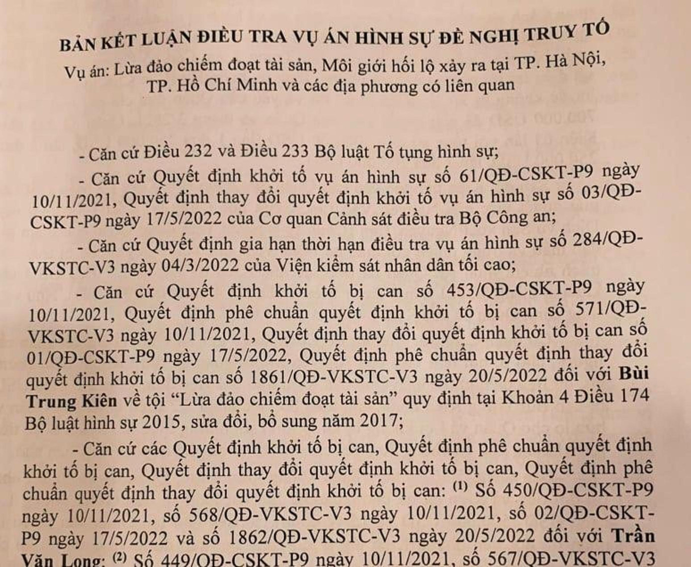 Cơ quan CSĐT Bộ Công an vừa hoàn tất điều tra, chuyển VKS đề nghị truy tố 6 bị can trong vụ án. Ảnh: Tân Châu Cơ quan CSĐT Bộ Công an vừa hoàn tất điều tra, chuyển VKS đề nghị truy tố 6 bị can trong vụ án. Ảnh: Tân Châu
