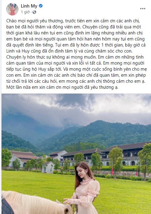 Bài đăng của Linh My trên FaceBook cá nhân. Bài đăng của Linh My trên FaceBook cá nhân.