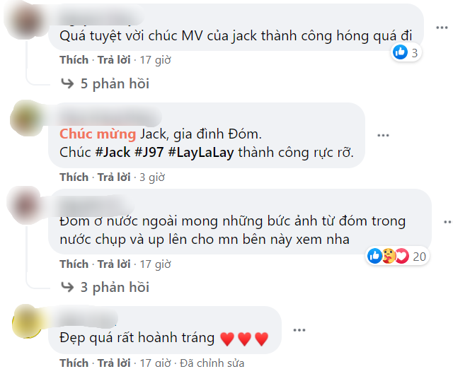 Nhiều lời có cánh của cư dân mạng dành cho dự án của fandom Jack trên mạng xã hội.