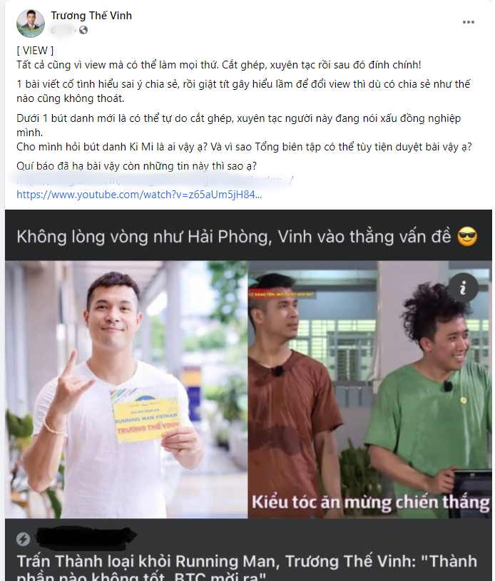 Bài đăng của Trương Thế Vinh thu hút sự quan tâm của netizen. Bài đăng của Trương Thế Vinh thu hút sự quan tâm của netizen.