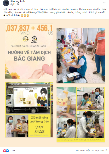 Bài đăng của Jack chia sẻ cảm xúc về việc làm của FC Đom Đóm gây chú ý trên mạng xã hội. Bài đăng của Jack chia sẻ cảm xúc về việc làm của FC Đom Đóm gây chú ý trên mạng xã hội.