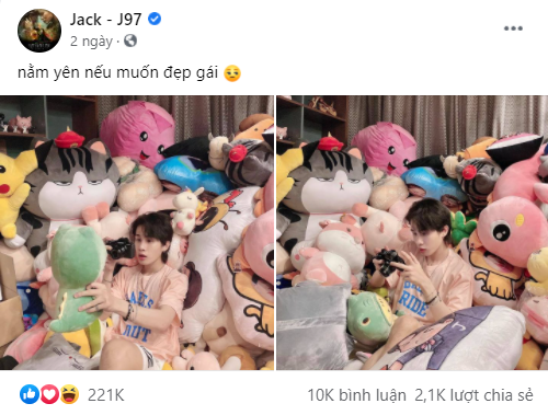 Bài đăng gần nhất của Jack trên fanpage J97 với lượt tương tác khủng. Bài đăng gần nhất của Jack trên fanpage J97 với lượt tương tác khủng.