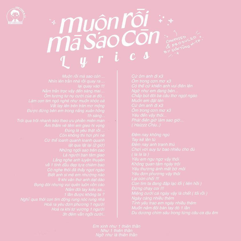 Phần lời của ca khúc đậm chất "kẹo bông" của tình cảm tuổi mới lớn. Phần lời của ca khúc đậm chất "kẹo bông" của tình cảm tuổi mới lớn.