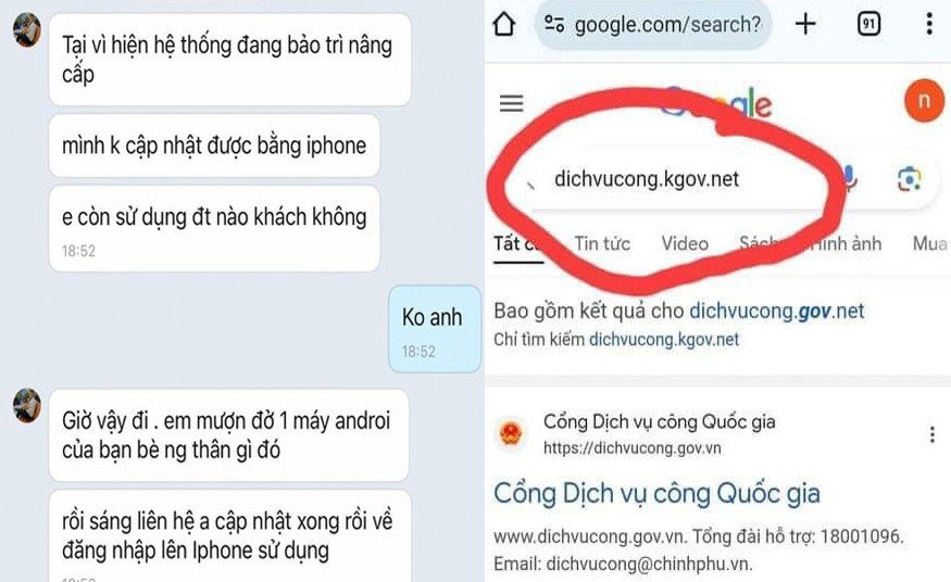 Đối tượng lừa đảo hướng dẫn nạn nhân sử dụng điện thoại có hệ điều hành Android để thực hiện hành vi phạm tội. Ảnh chụp màn hình. Đối tượng lừa đảo hướng dẫn nạn nhân sử dụng điện thoại có hệ điều hành Android để thực hiện hành vi phạm tội. Ảnh chụp màn hình.