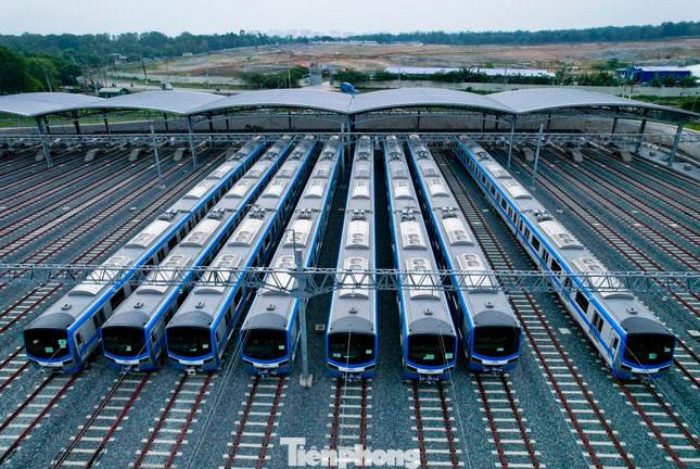 Một số đoàn tàu thuộc tuyến metro số 1 TPHCM tại depot Long Bình (TP Thủ Đức).Ảnh: Duy Anh Một số đoàn tàu thuộc tuyến metro số 1 TPHCM tại depot Long Bình (TP Thủ Đức).Ảnh: Duy Anh