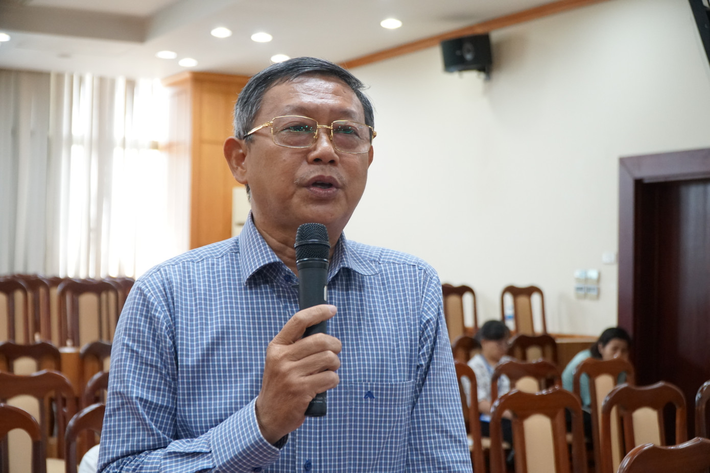 Ông Trịnh Vĩnh Thanh, Trưởng phòng GD&ĐT quận Gò Vấp phát biểu tại hội thảo. Ảnh: Nhàn Lê Ông Trịnh Vĩnh Thanh, Trưởng phòng GD&ĐT quận Gò Vấp phát biểu tại hội thảo. Ảnh: Nhàn Lê