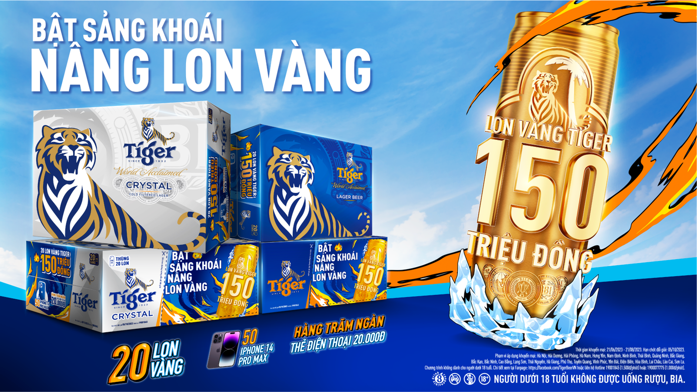 Hàng trăm nghìn giải thưởng hấp dẫn trong các thùng sản phẩm lon cao Tiger và Tiger Crystal đang tìm kiếm chủ nhân rước lộc về nhà