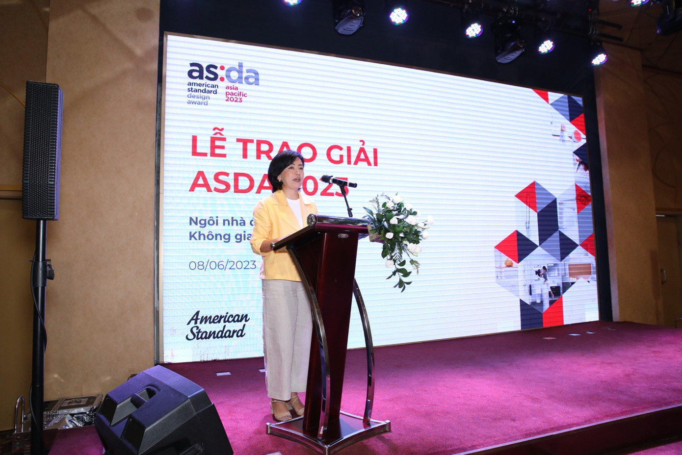 Đại diện thương hiệu American Standard, bà Toshie Takahashi, Giám đốc Marketing Cấp cao Công ty LIXIL Việt Nam phát biểu tại sự kiện